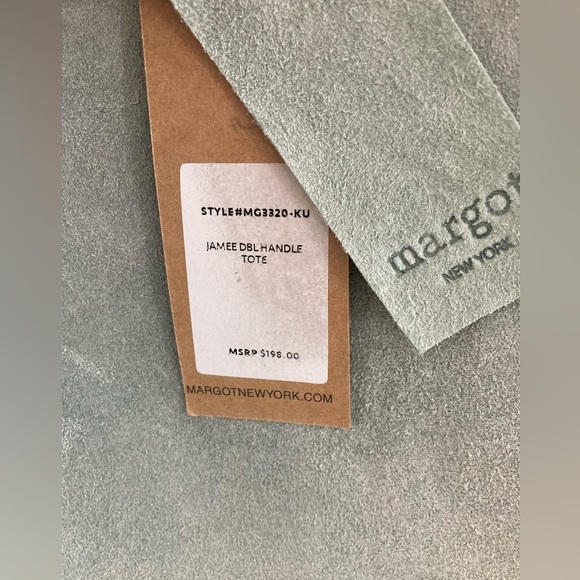 NWT Margot New York Jamee Double Handle blue suede leather tote bag purse - Picture 3 of 12